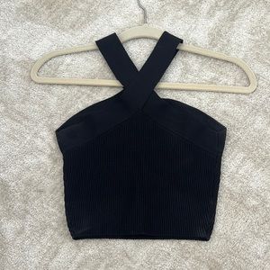 Aritzia ribbed black crop top